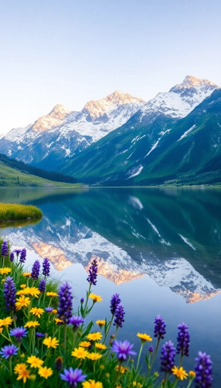 Free Spring Mountain Reflection iPhone Gorgeous Wallpaper